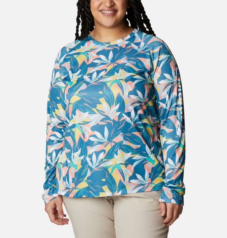 Hanorace Columbia PFG Super Tidal Tee II Long Sleeve Dama Flori | Plus Size XU897ZM0A